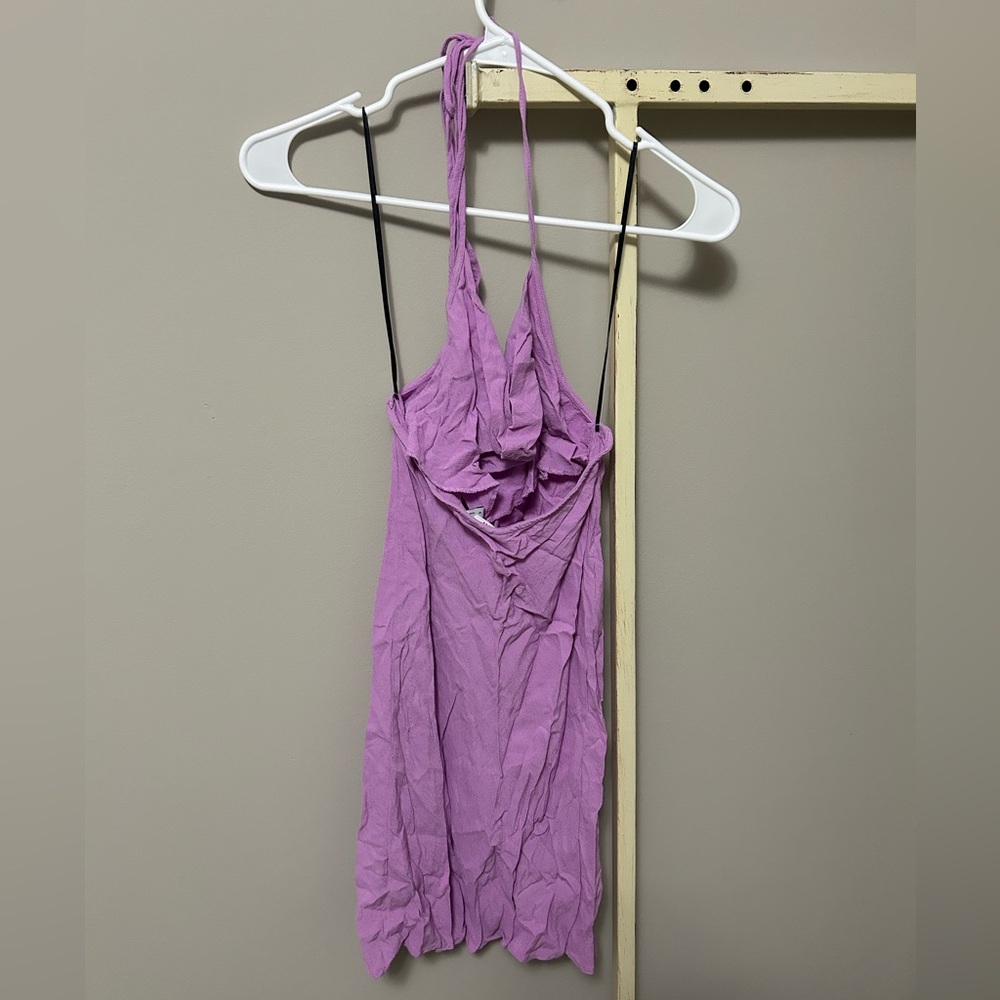 Lilac Halter Dress with semi scoop back
